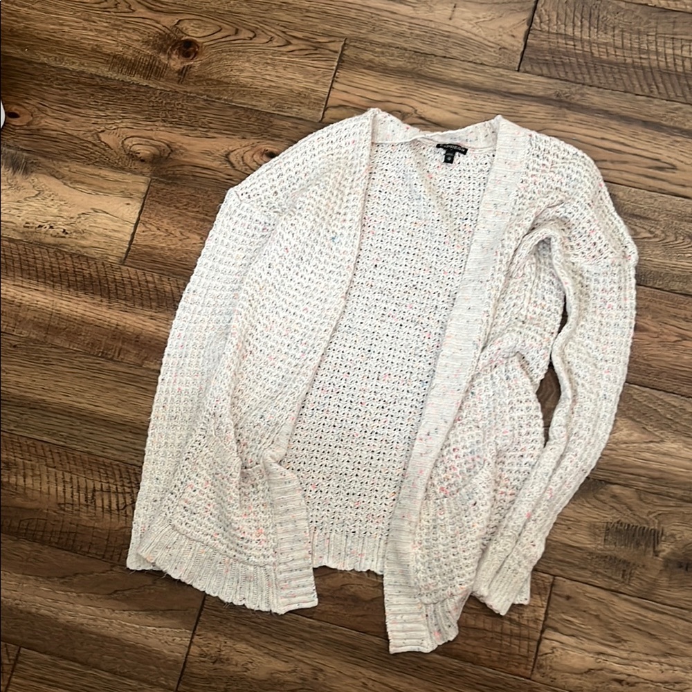 Express Cream Cardigan Sweater Open Front Knit
